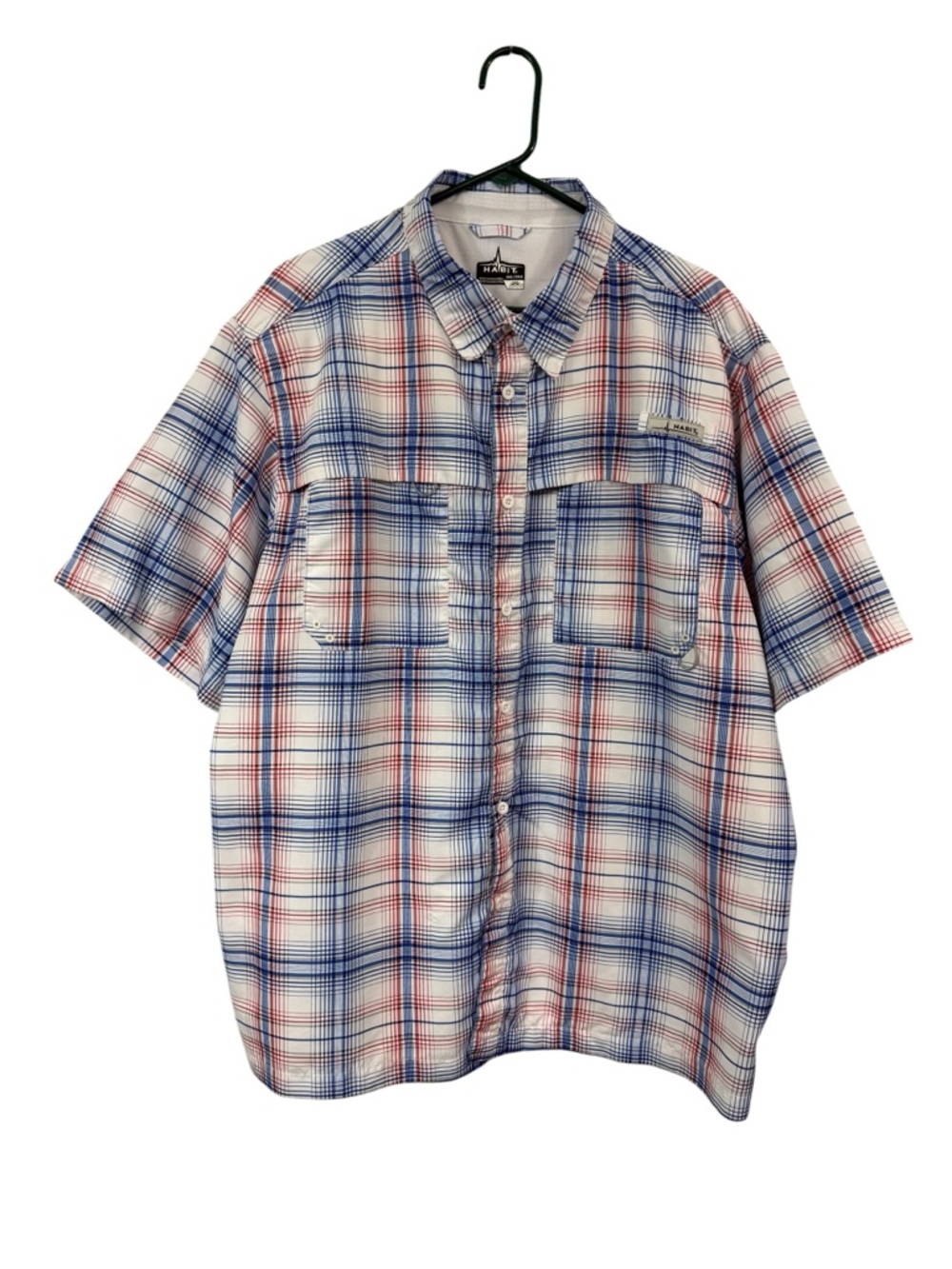 Habit Men's 2XL 40+ Solar Factor Button Down Fishing Shirt Vented Short Sleeves